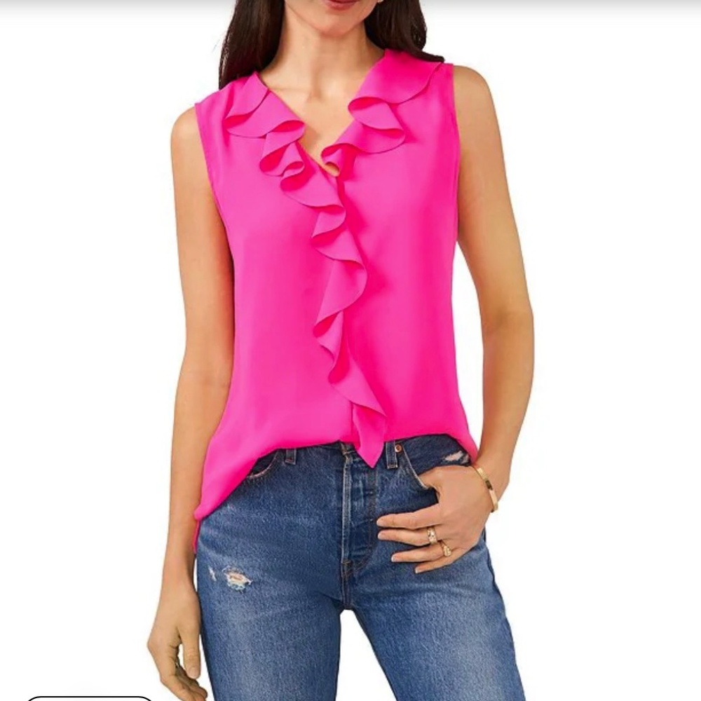 Vince Camuto Women’s Sleeveless Ruffle Front Blouse XS